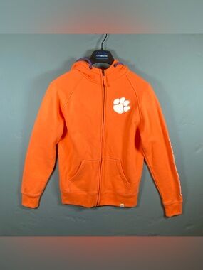 Colosseum Clemson Tigers Mens Medium Hoodie Full Zip Orange Paw Logo Sweatshirt